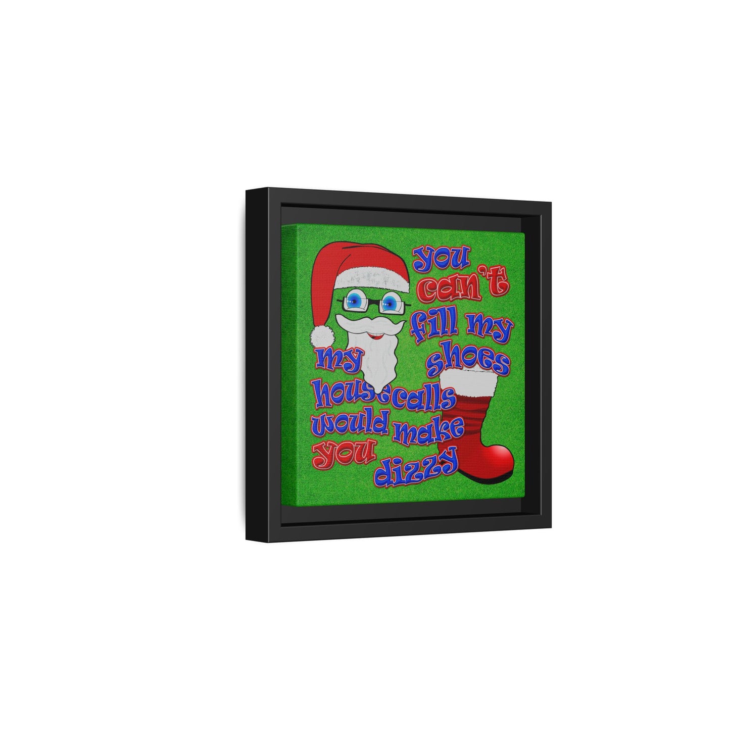 santa's shoes - framed canvas art (green turf)