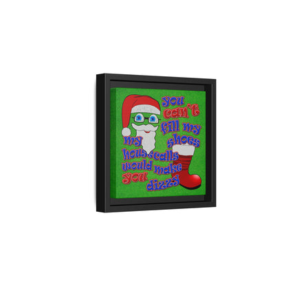 santa's shoes - framed canvas art (green turf)