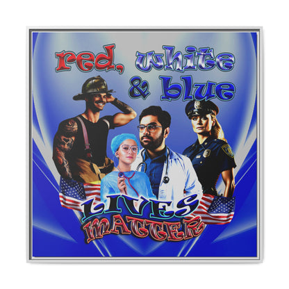 rw&b lives matter - framed canvas art (blue-white wave)