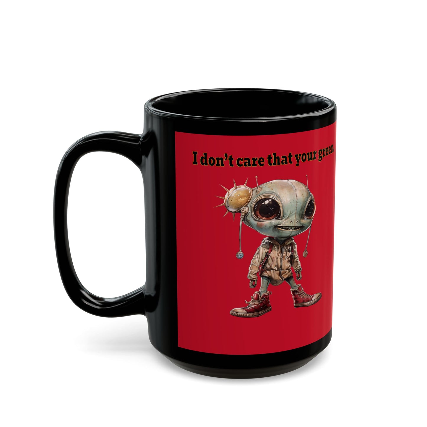 I don't care that your grey - Black Mug (dark red)