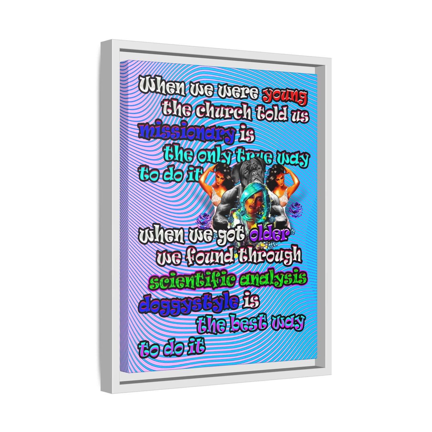 doggystyle - framed canvas art (light blue-purple wave)