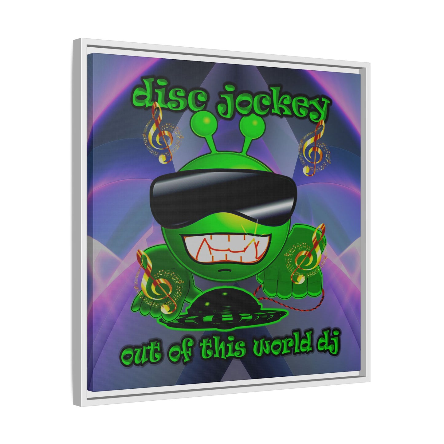disc jockey - framed canvas art (grey-pink wave)