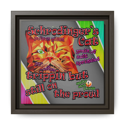 schrodinger's cat - framed canvas art (rainbow split)