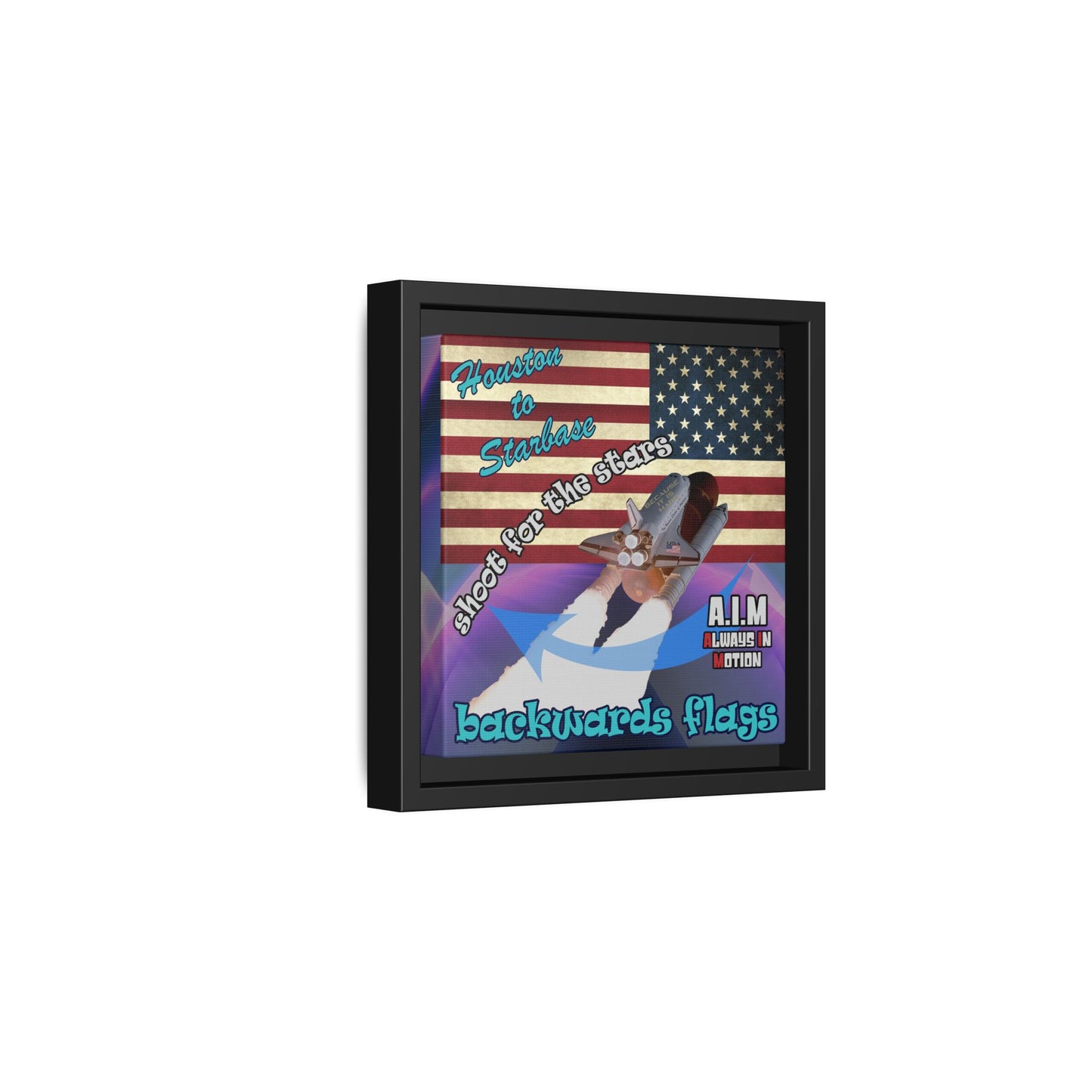 shoot for the stars - framed canvas art (grey-pink wave)
