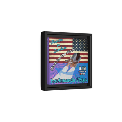 shoot for the stars - framed canvas art (light blue-purple wave)