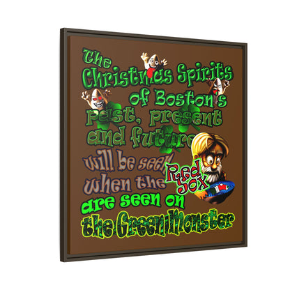 christmas spirits of boston - framed canvas art (brown)