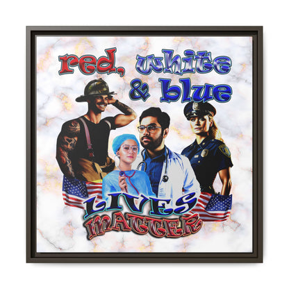 rw&b lives matter - framed canvas art (white marble)