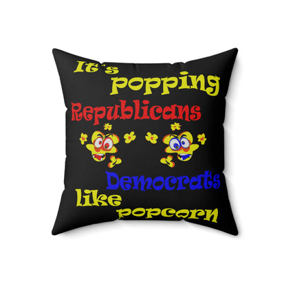 popping like popcorn - Spun Polyester Square Pillow - (black)