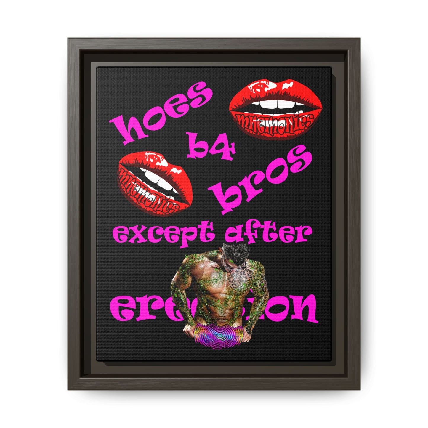 hoes b4 bros - framed canvas art (black)