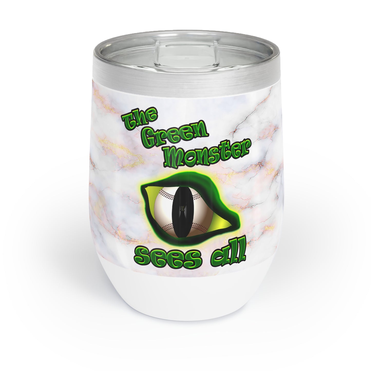 green monster - Chill Wine Tumbler (white marble)