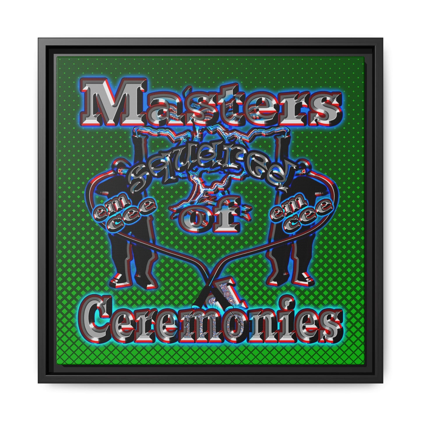 em cee squared - framed canvas art (logo green)