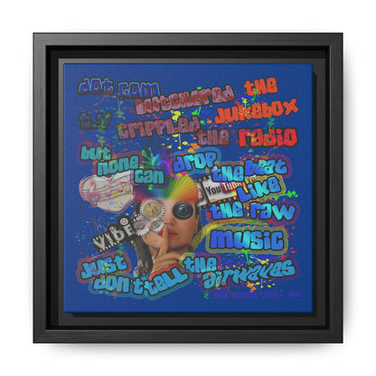 drop the beat - framed canvas art (dark blue)