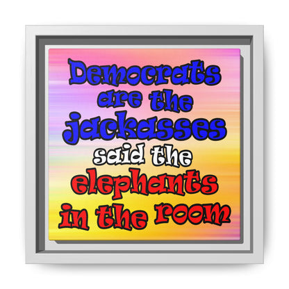 donkeys and elephants - framed canvas art (color blur)