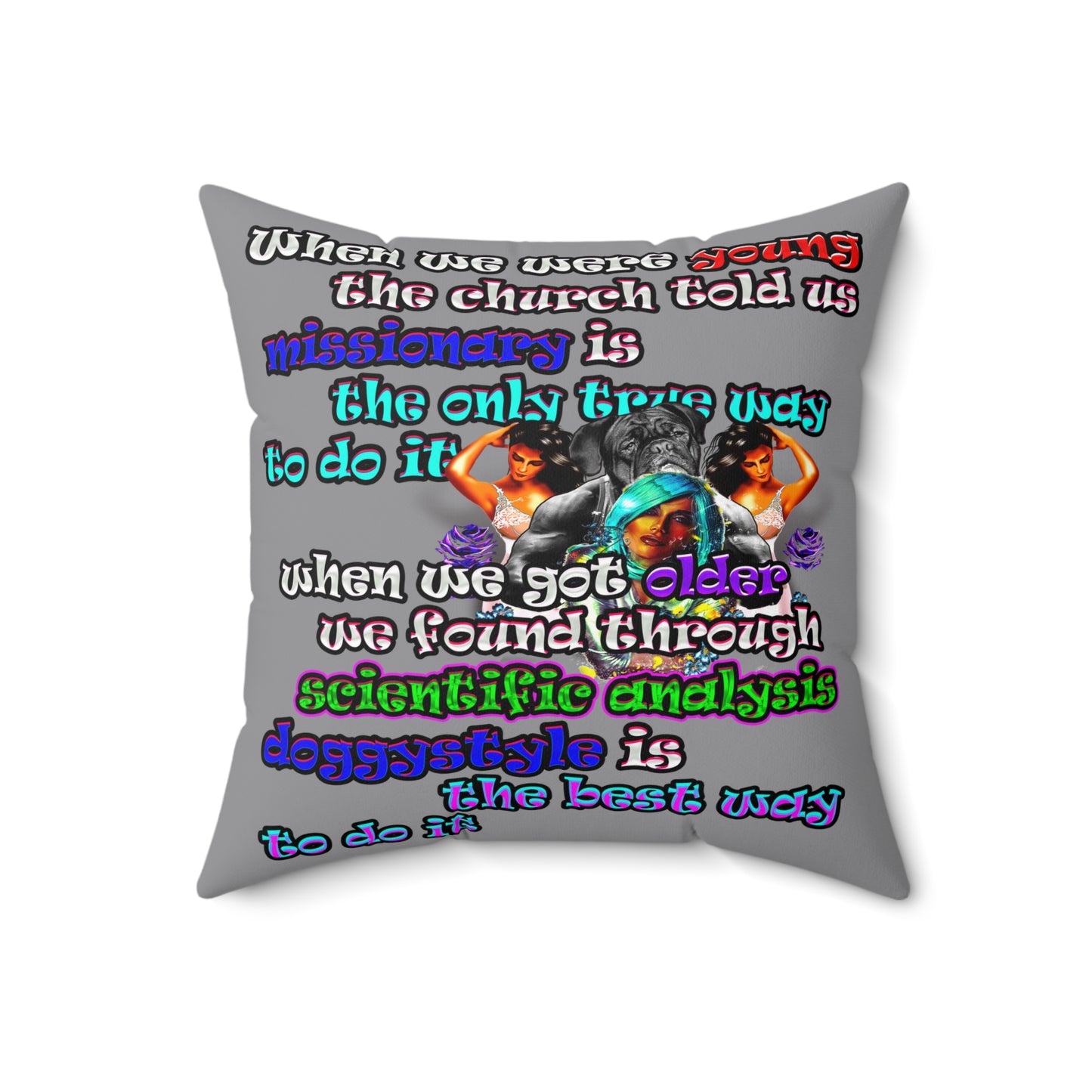 doggystyle - Spun Polyester Square Pillow - (grey)