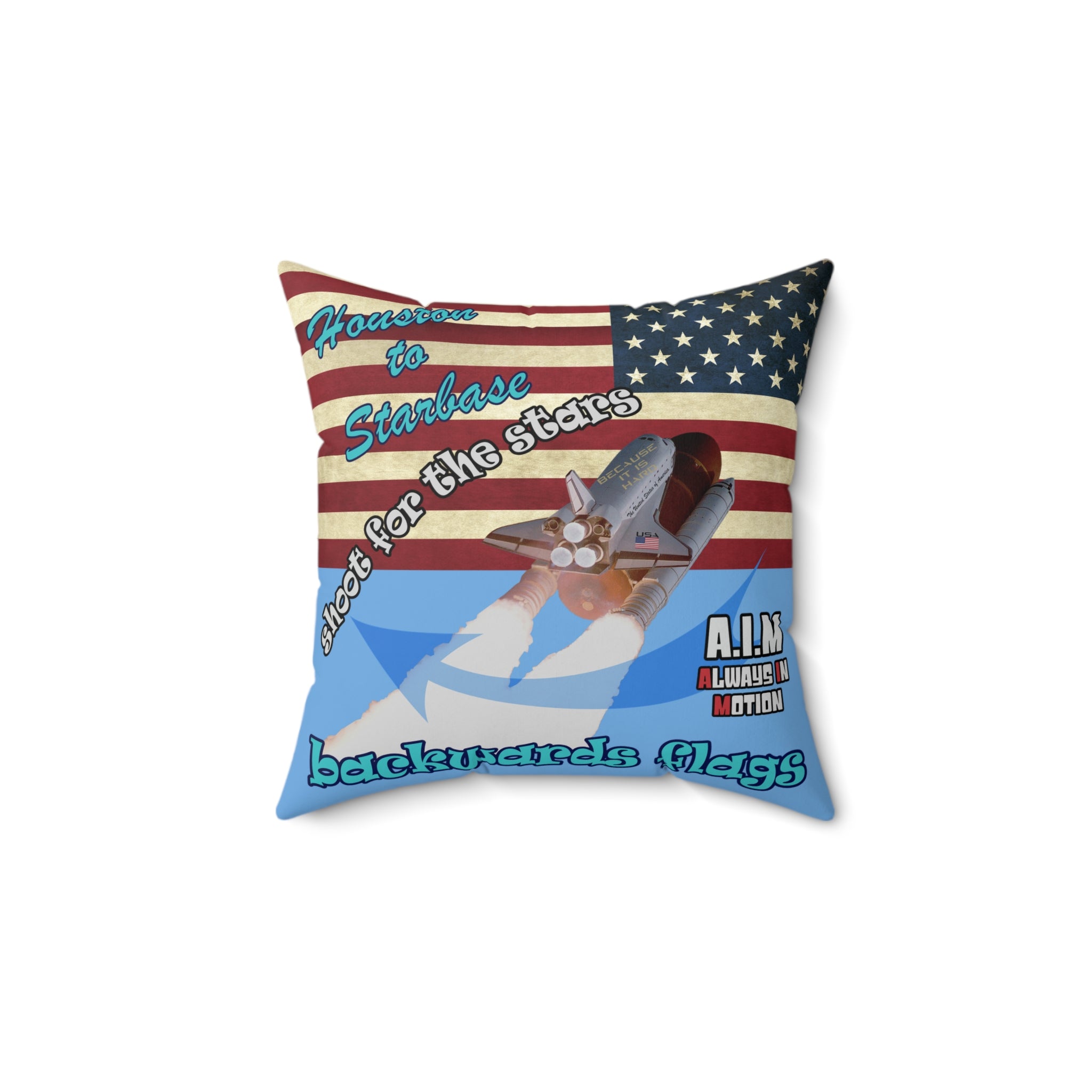 shoot for the stars - Spun Polyester Square Pillow - (light blue)