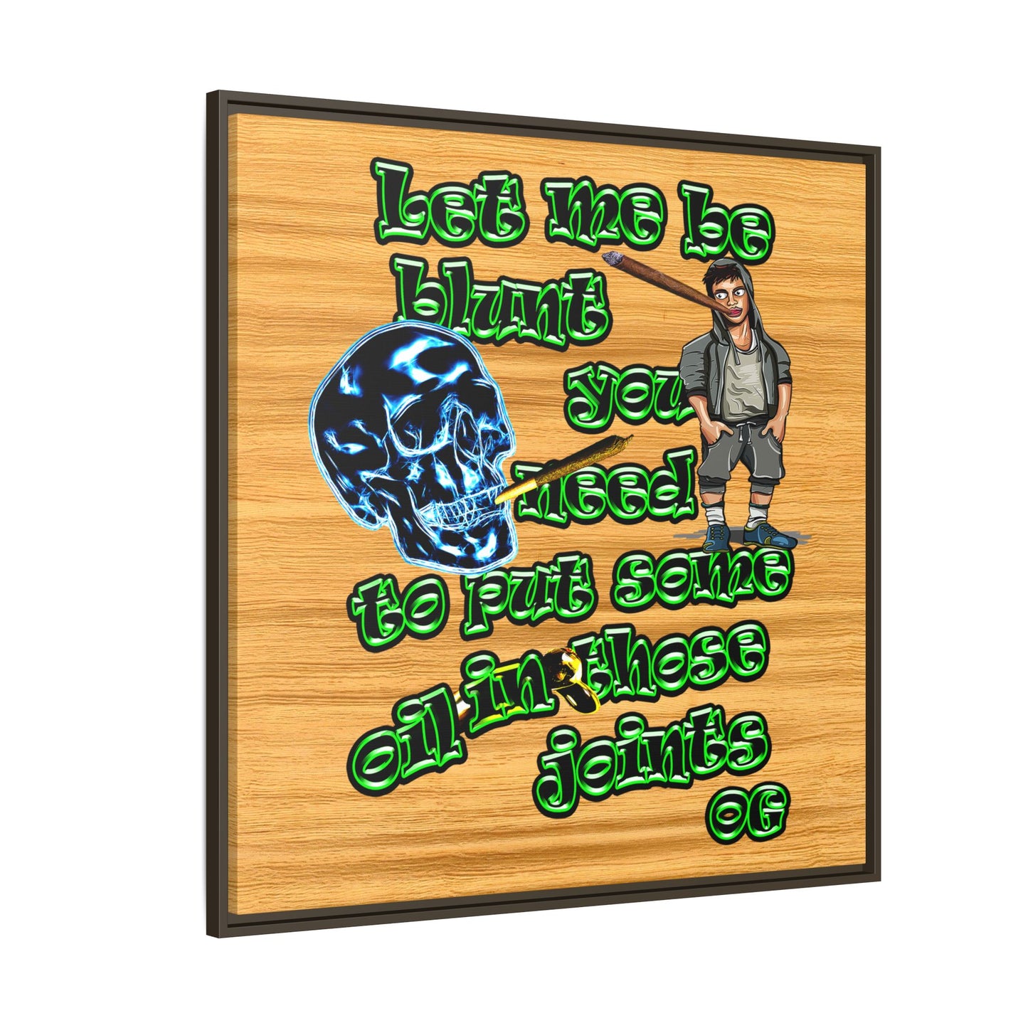 og - framed canvas art (butterscotch wood finish)