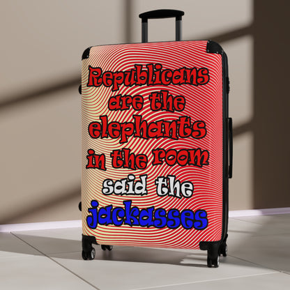 donkeys and elephants - Suitcase (yellow-orange wave)