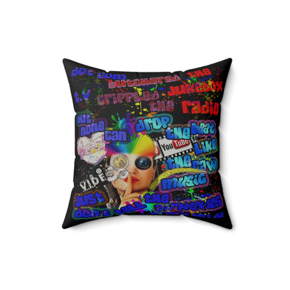 drop the beat - Faux Suede Square Pillow - (black)