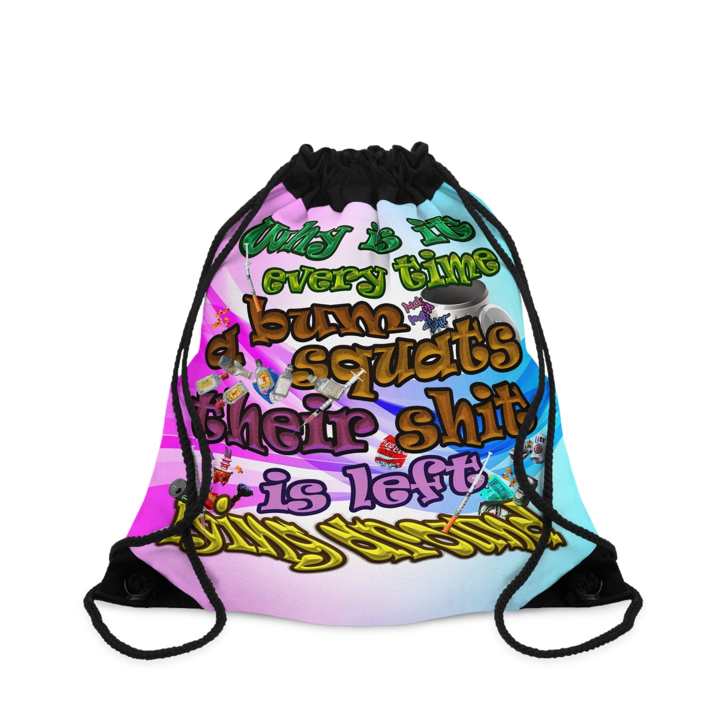 the bum's shit - Drawstring Bag (light blue-pink wave)