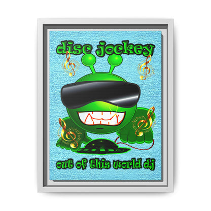 disc jockey - framed canvas art (faded blue)