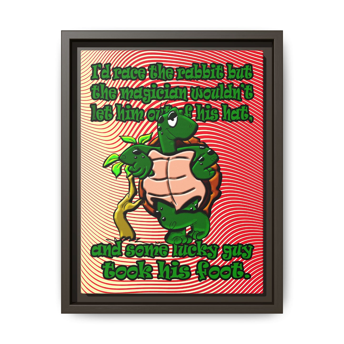 turtle race - framed canvas art (yellow-orange wave)