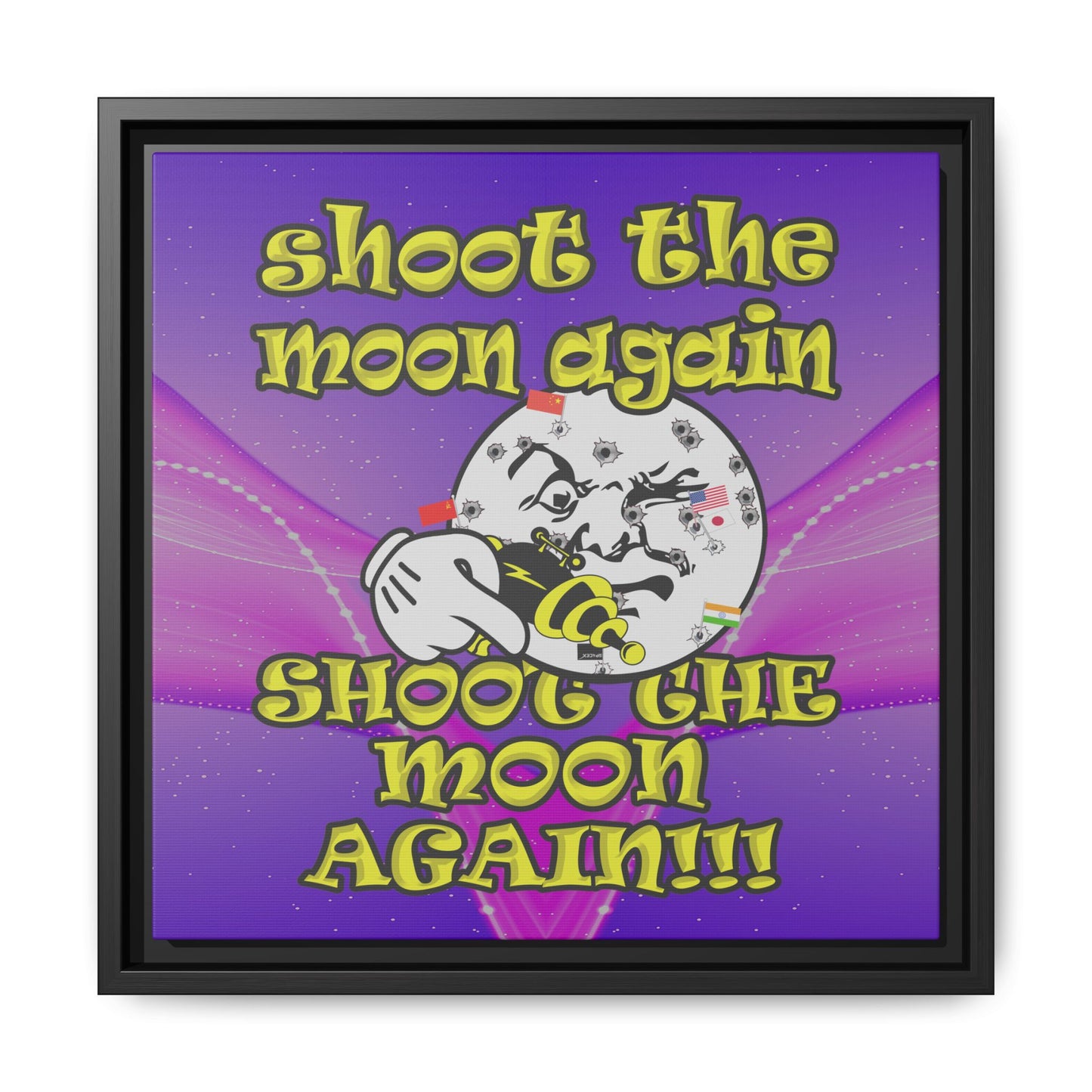 shoot the moon again - framed canvas art (purple-pink wave)