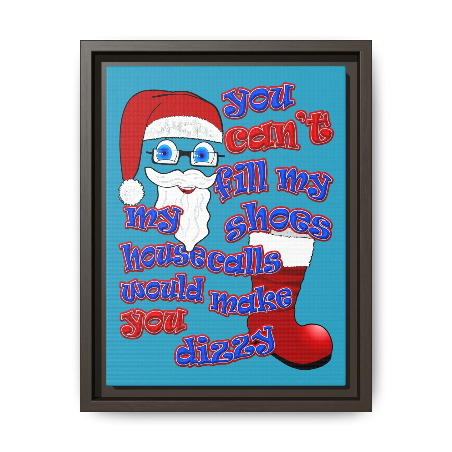 santa's shoes - framed canvas art (turquoise)