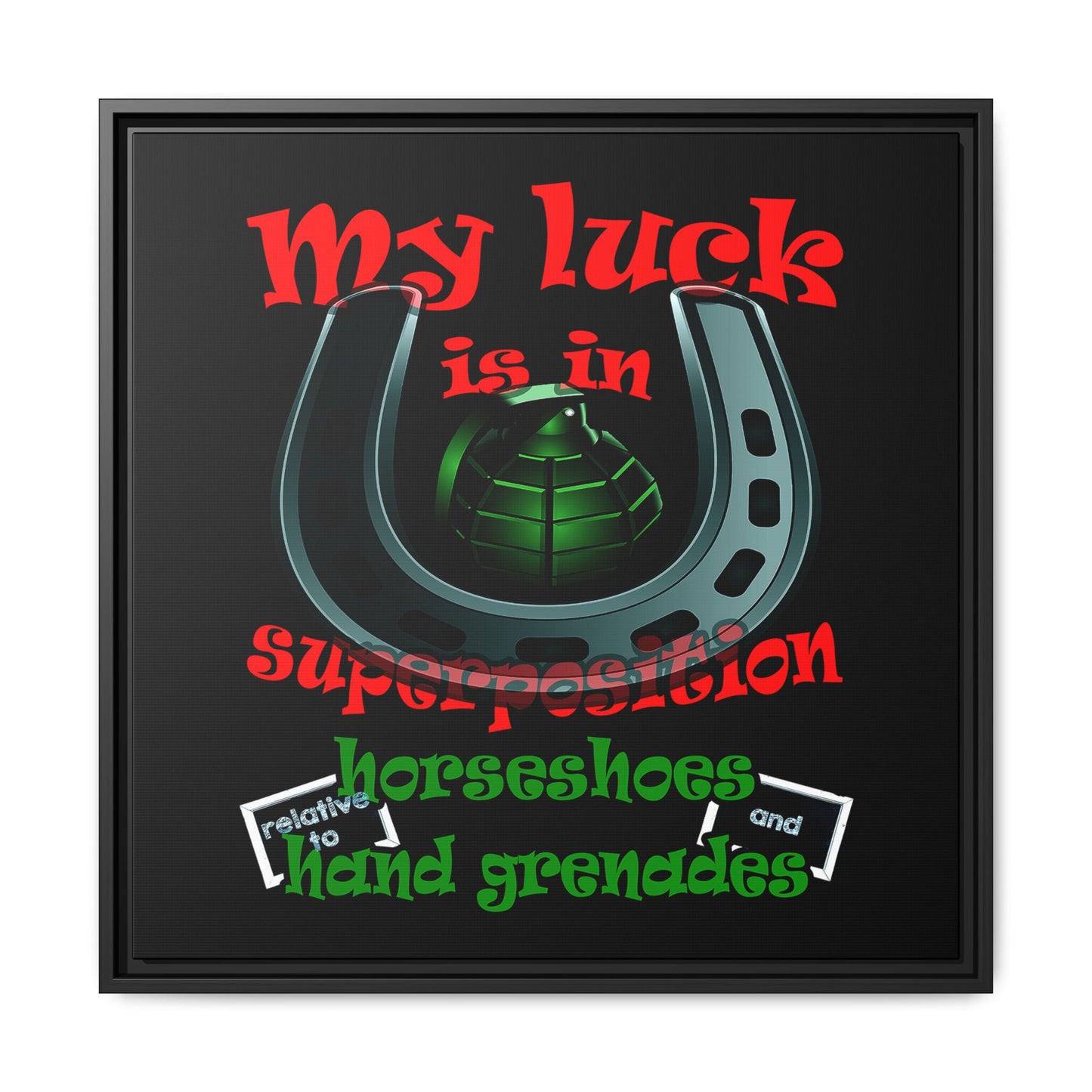my luck - framed canvas art (black)