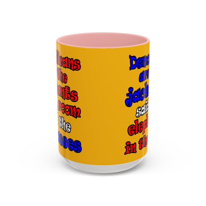 donkeys and elephants - Accent Mug (yellow)