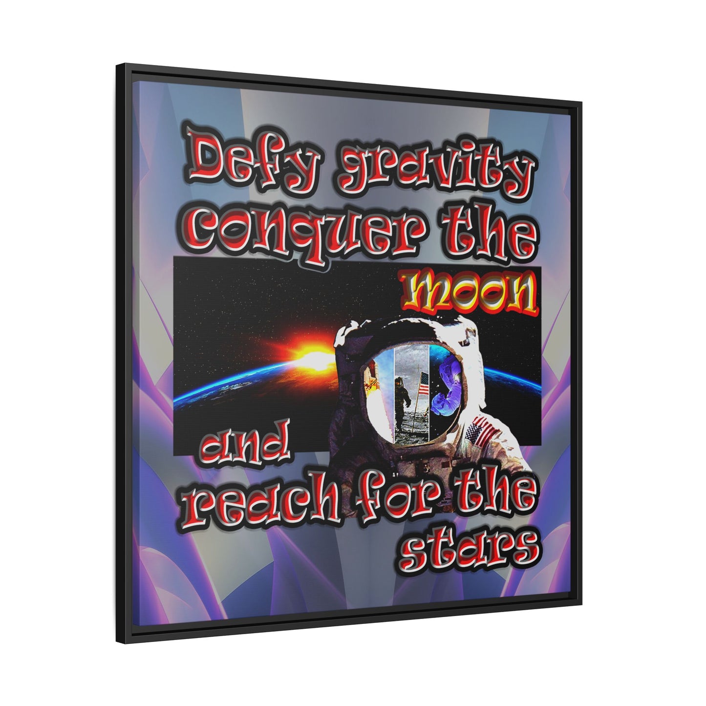 defy conquer reach - framed canvas art (grey-pink wave)
