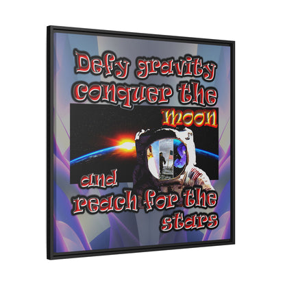 defy conquer reach - framed canvas art (grey-pink wave)