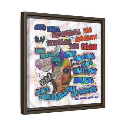 drop the beat - framed canvas art (white marble)