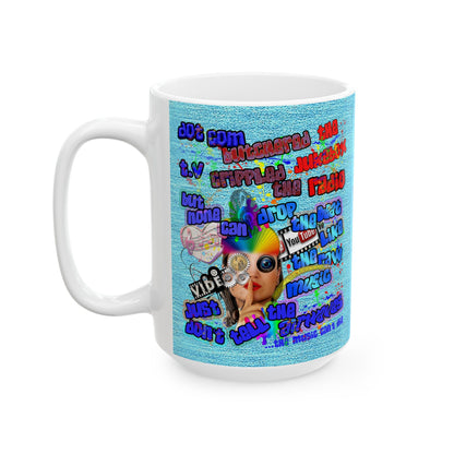 drop the beat - White Mug (faded blue)