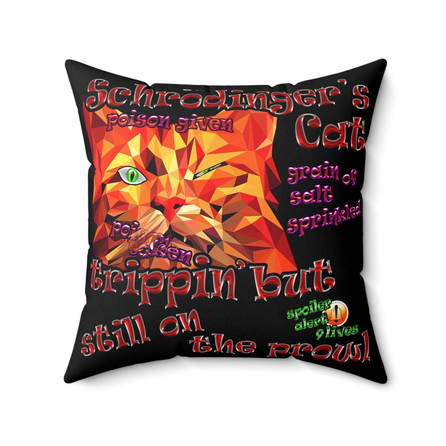 schrodinger's cat - Spun Polyester Square Pillow - (black)