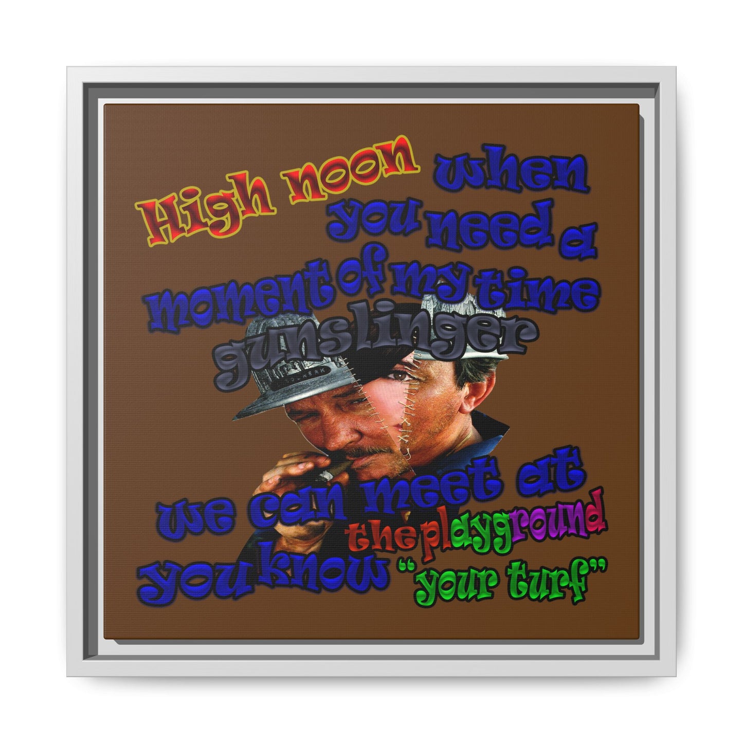 high noon - framed canvas art (brown)