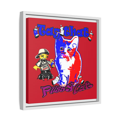 tag that - framed canvas art (dark red)