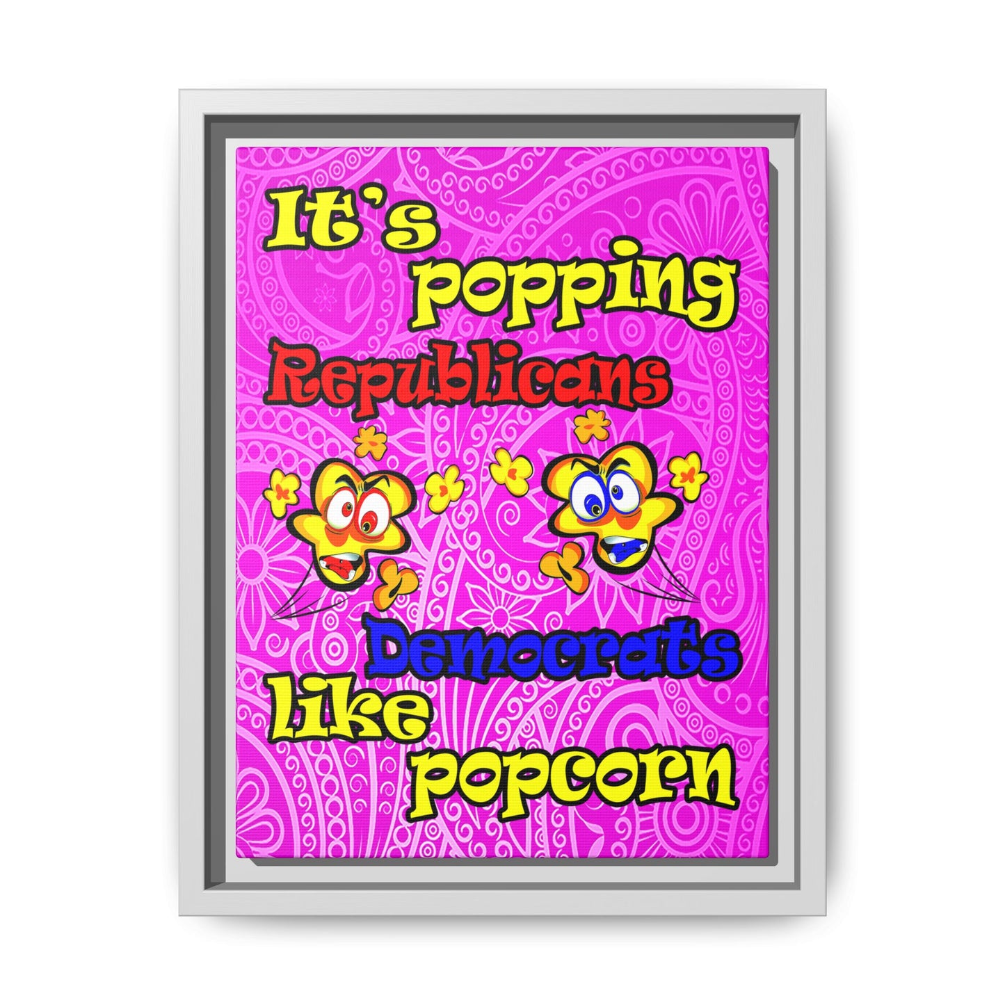 popping like popcorn - framed canvas art (pink swirl)