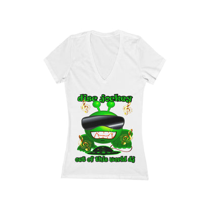 disc jockey - Women's Jersey Short Sleeve Deep V-Neck Tee