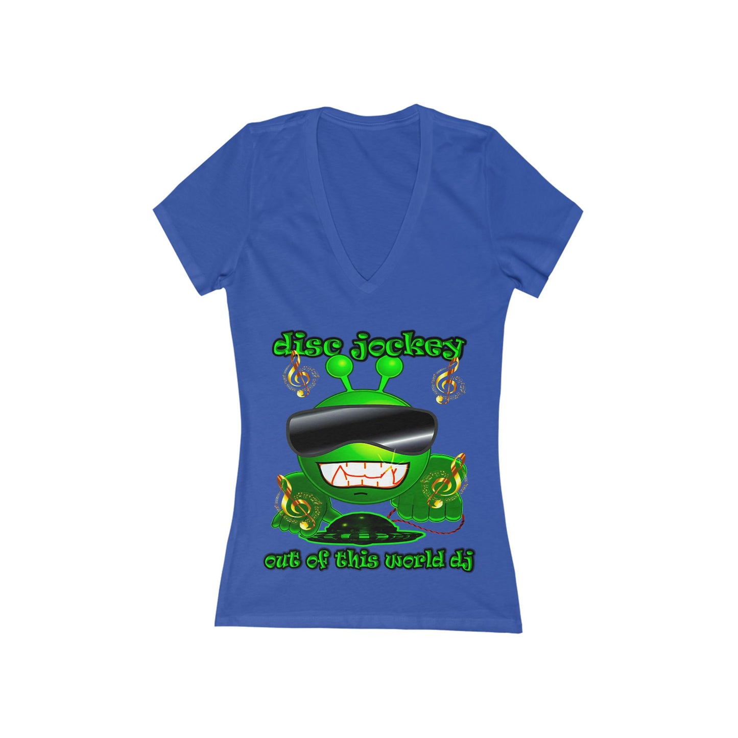 disc jockey - Women's Jersey Short Sleeve Deep V-Neck Tee