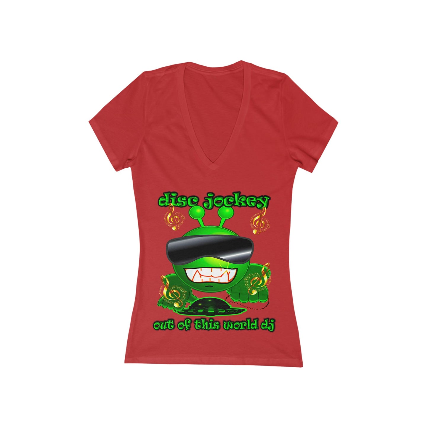 disc jockey - Women's Jersey Short Sleeve Deep V-Neck Tee