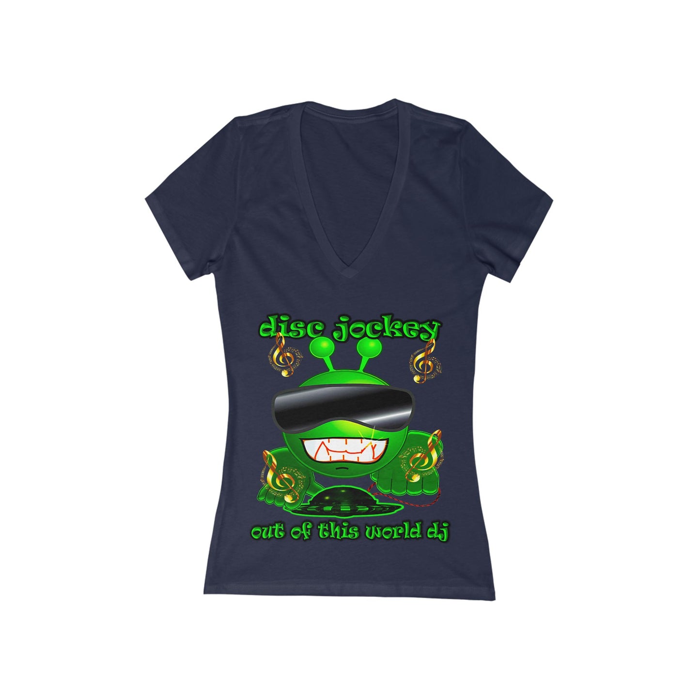 disc jockey - Women's Jersey Short Sleeve Deep V-Neck Tee