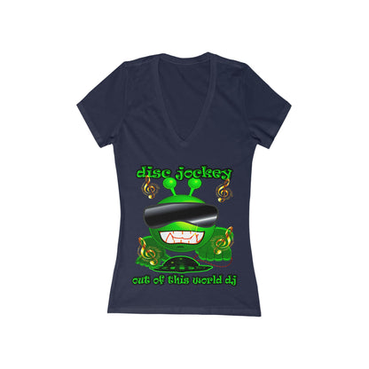 disc jockey - Women's Jersey Short Sleeve Deep V-Neck Tee