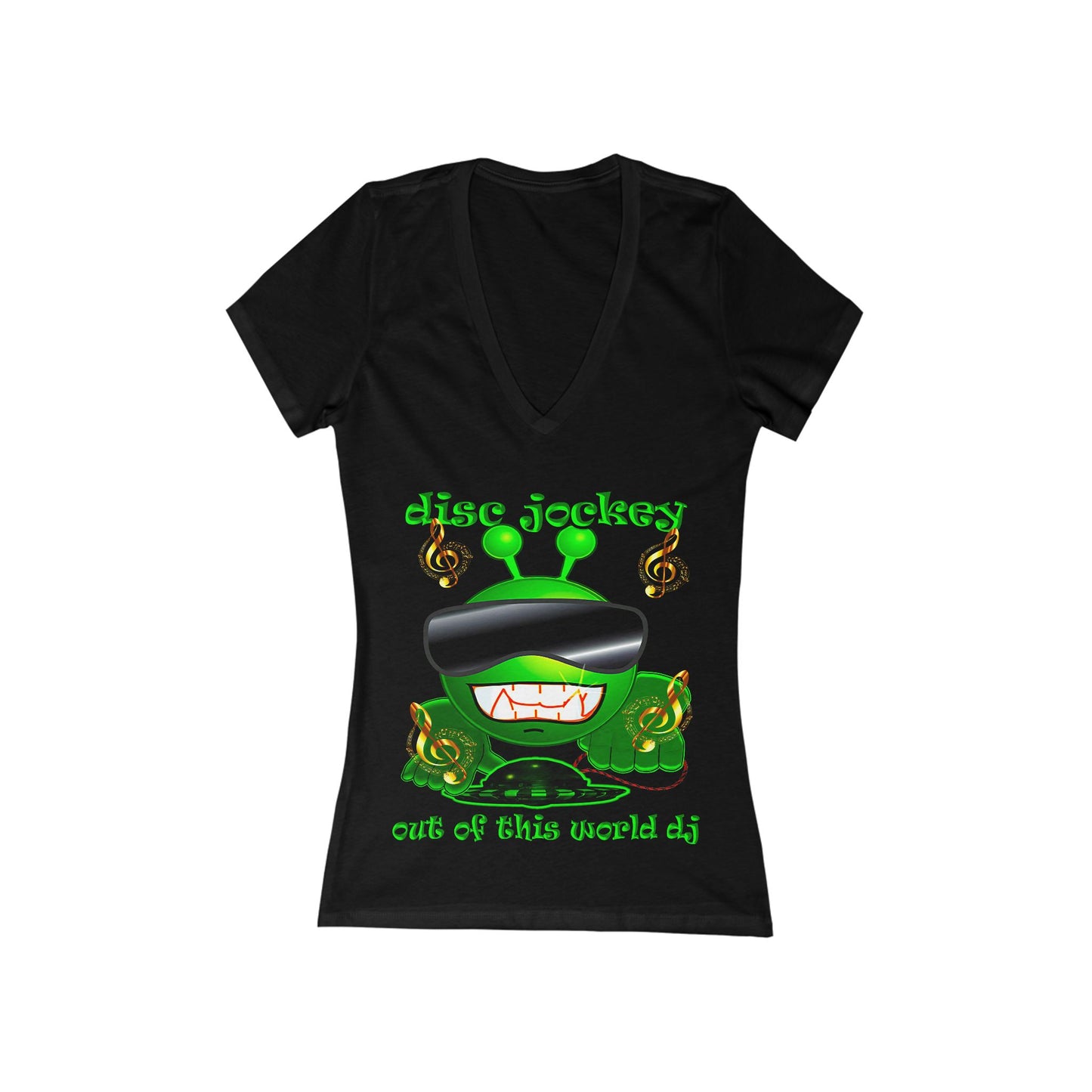 disc jockey - Women's Jersey Short Sleeve Deep V-Neck Tee