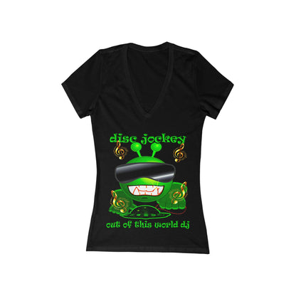 disc jockey - Women's Jersey Short Sleeve Deep V-Neck Tee