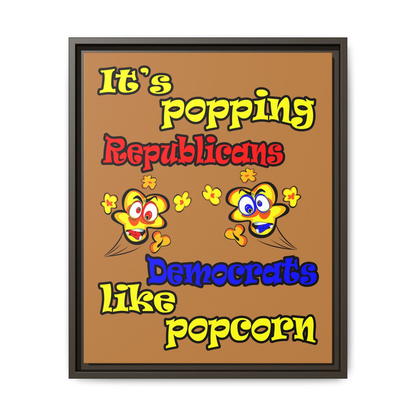 popping like popcorn - framed canvas art (light brown)