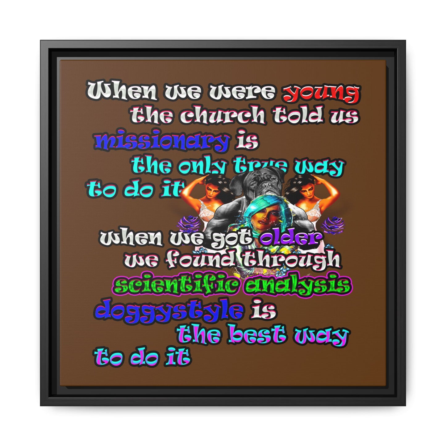 doggystyle - framed canvas art (brown)