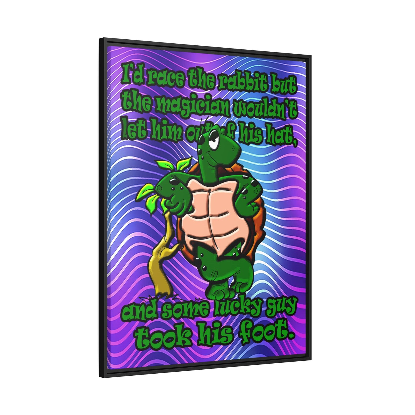 turtle race - framed canvas art (purple wave)