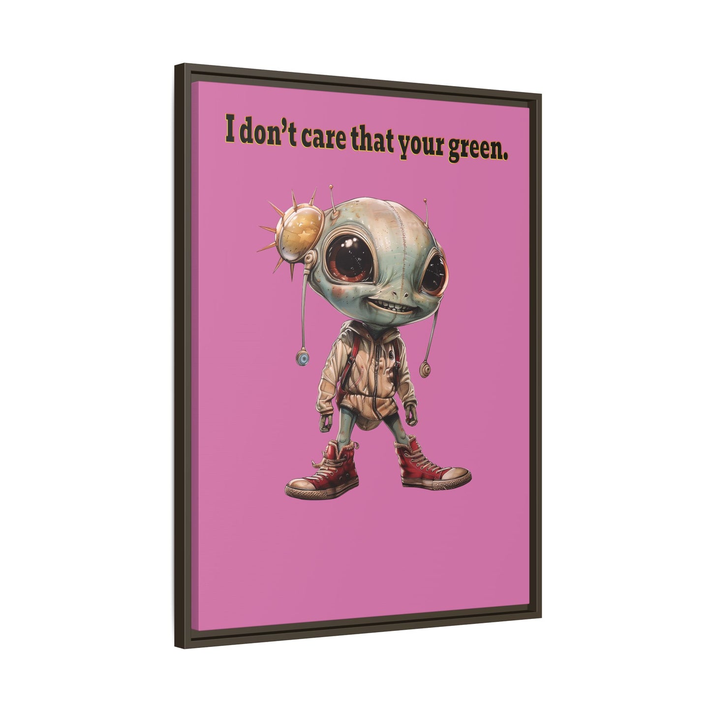 I don't care that your green - framed canvas art (light pink)