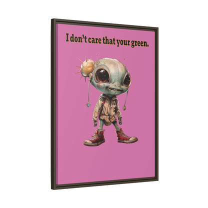 I don't care that your green - framed canvas art (light pink)