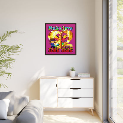 love peace - framed canvas art (pink)